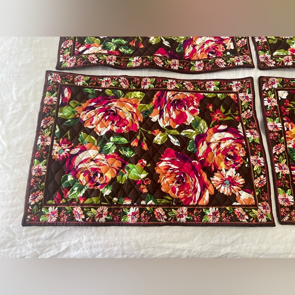 Vera Bradley | English Rose Placemats Set of 4 Floral Quilted - Picture 2 of 7